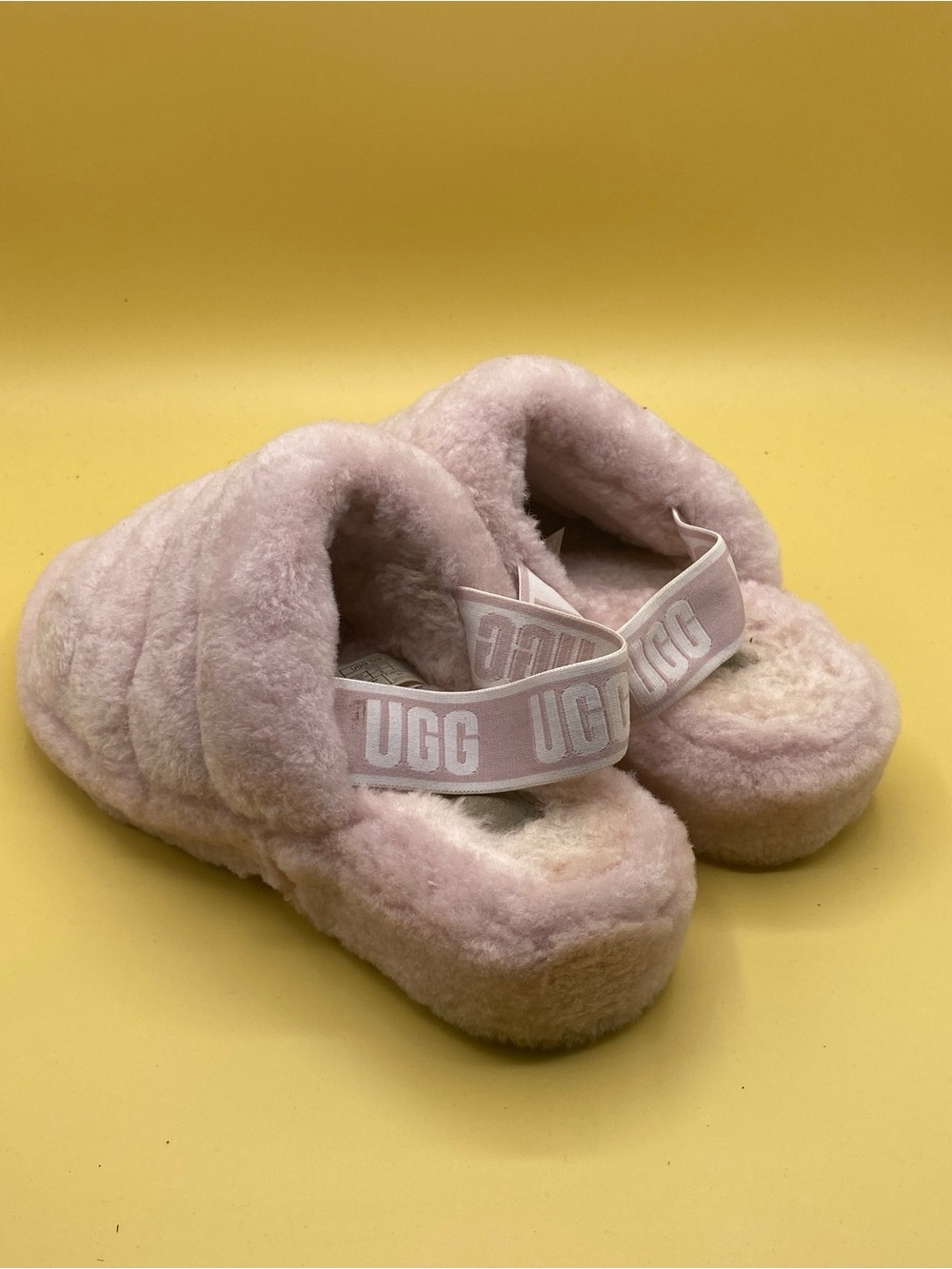 UGG Women's Pink Quilted Faux Shearling Slide Slippers - Picture 3 of 4